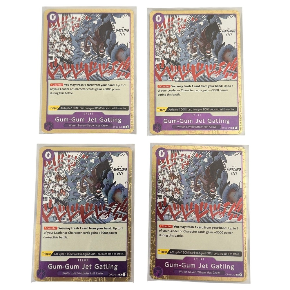 Bandai One Piece TCG Gum-Gum Jet Gatling OP03-072 R Playset 4x Purple Event Card
